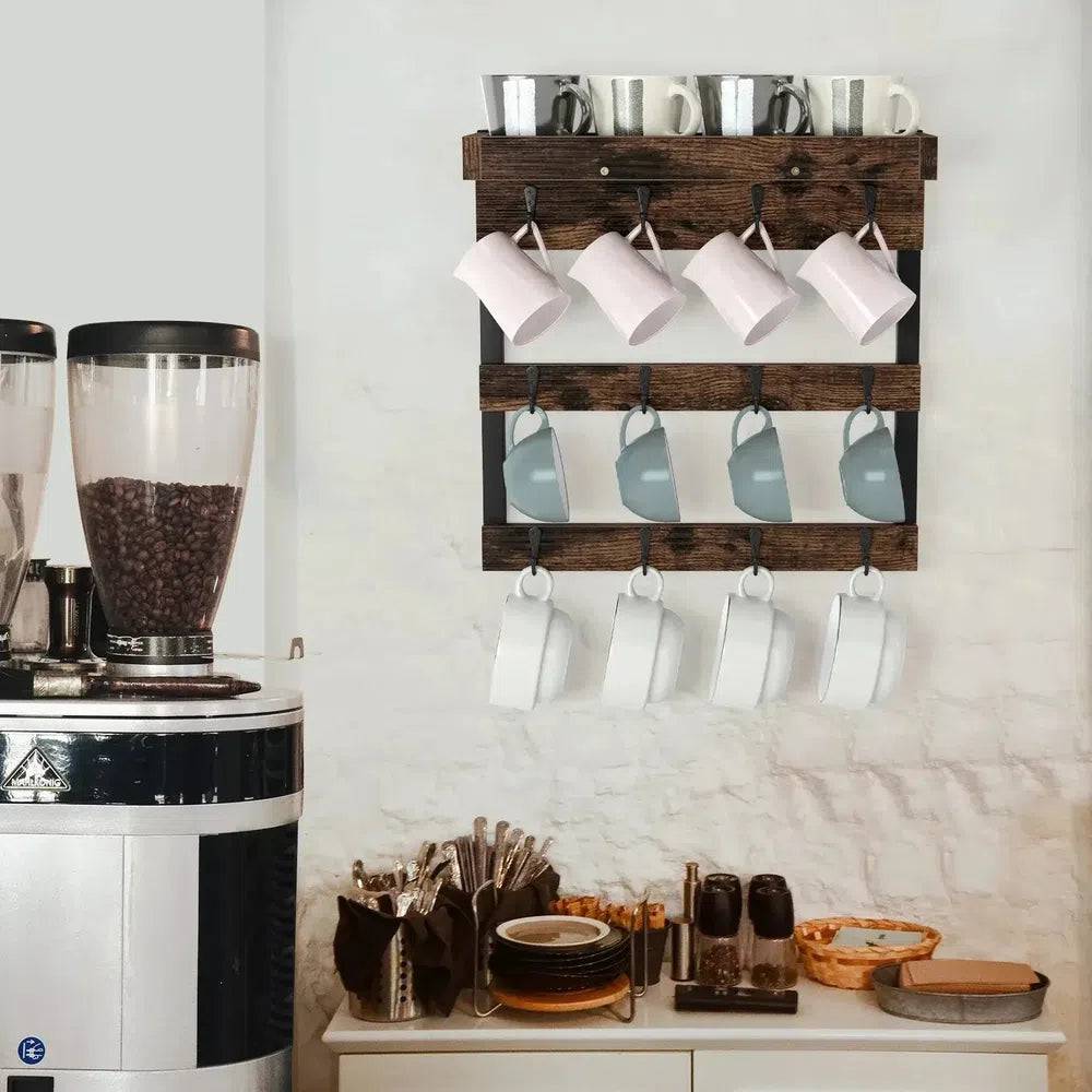 Wall Mounted Coffee Mug Holder with Shelf | Kitchen | Luvasmr - Satisfyingly Organised