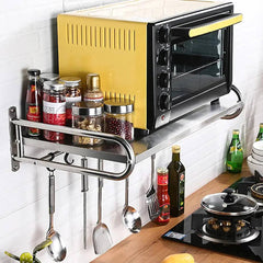 Wall-Mounted Microwave Oven Shelf with Hooks | Kitchen | Luvasmr - Satisfyingly Organised