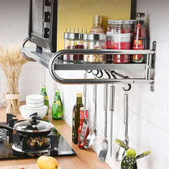 Wall-Mounted Microwave Oven Shelf with Hooks | Kitchen | Luvasmr - Satisfyingly Organised