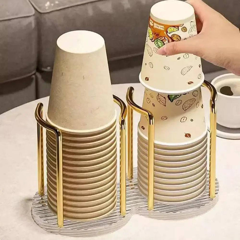 Elegant disposable cup dispenser made of durable ABS material with organized cup storage, ideal for tidy beverage stations.