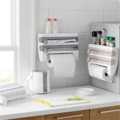 4-in-1 Wall-Mounted Cling Film Cutter & Paper Towel Holder | Kitchen | Luvasmr - Satisfyingly Organised