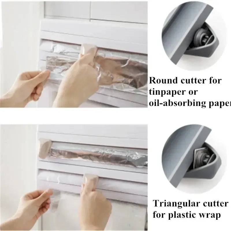 4-in-1 Wall-Mounted Cling Film Cutter & Paper Towel Holder | Kitchen | Luvasmr - Satisfyingly Organised