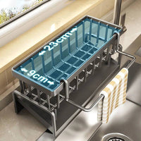 Durable ABS kitchen sponge holder measuring 23 cm by 9 cm, ideal for organized sink area.