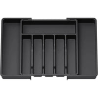 Large expandable eco-friendly utensil tray with multiple compartments for optimal kitchen organization.