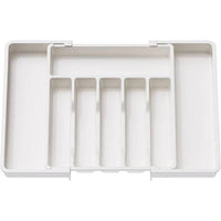 Large expandable utensil tray in eco-friendly design, featuring multiple compartments for cutlery organization.