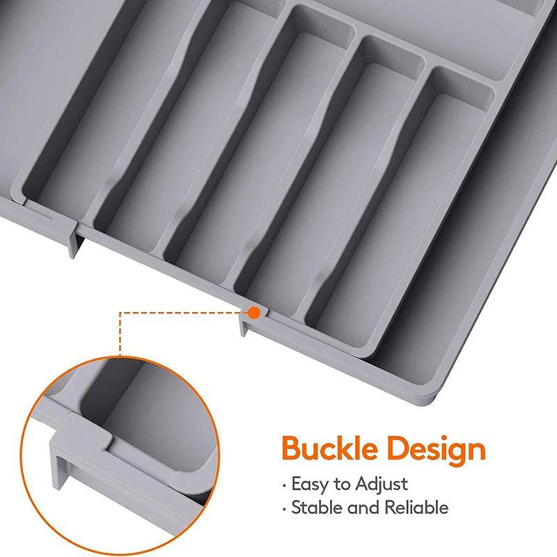 Large Expandable Utensil Tray with buckle design for easy adjustment and reliable stability in eco-friendly style.