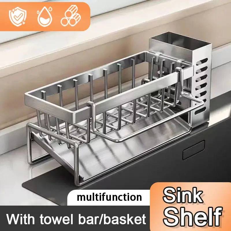 Stainless Steel Sink Cleaning Tools Storage Rack | Kitchen | Luvasmr - Satisfyingly Organised