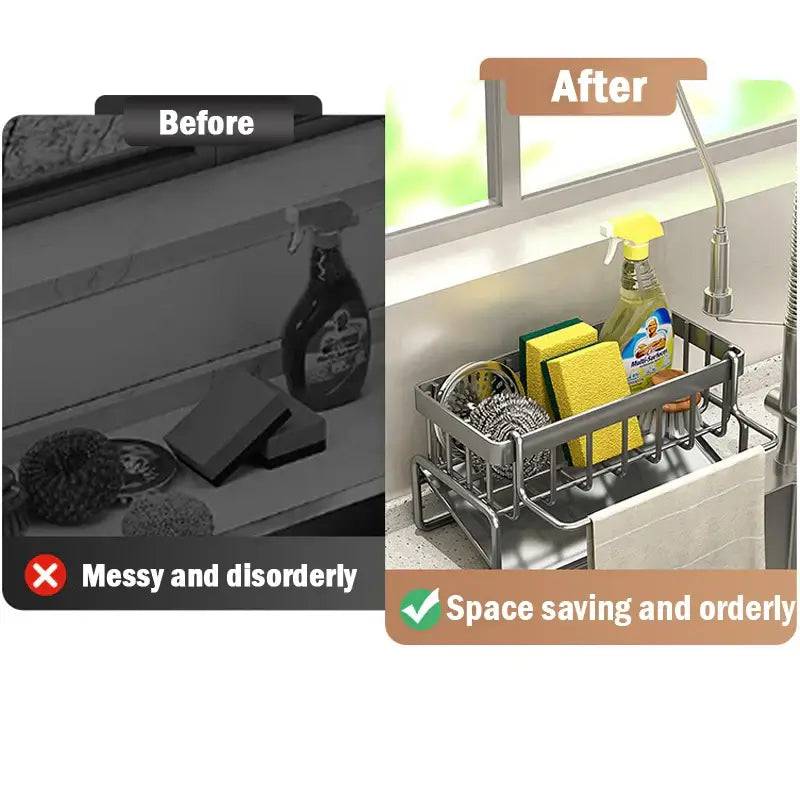 Stainless Steel Sink Cleaning Tools Storage Rack | Kitchen | Luvasmr - Satisfyingly Organised