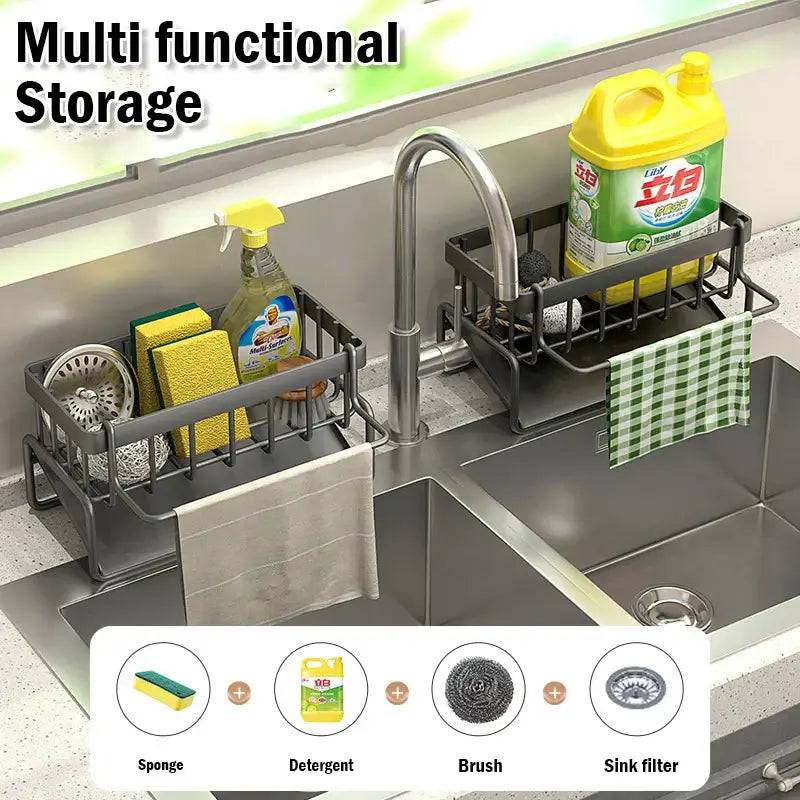 Stainless Steel Sink Cleaning Tools Storage Rack | Kitchen | Luvasmr - Satisfyingly Organised