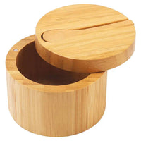 Bamboo Salt Container Spoon Seasoning Jar With Swivel Magnetic Closure Lid to Keep Dry To Storage Pepper Spice Cellar Holder | Kitchen | Luvasmr - Satisfyingly Organised