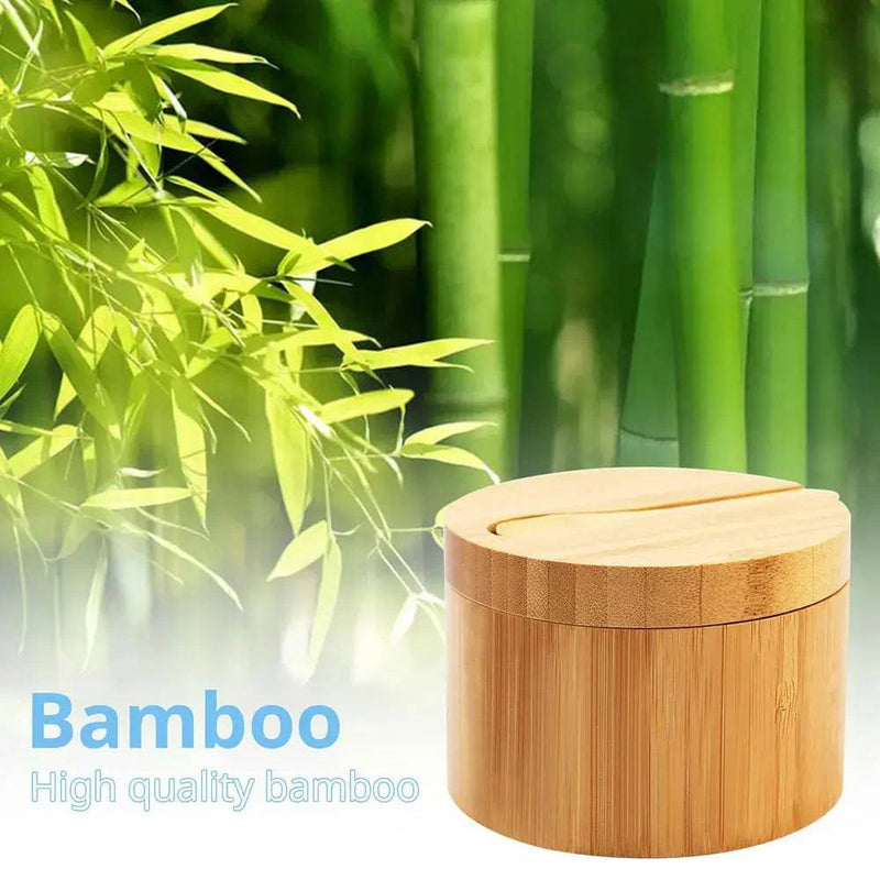 Bamboo Salt Container Spoon Seasoning Jar With Swivel Magnetic Closure Lid to Keep Dry To Storage Pepper Spice Cellar Holder | Kitchen | Luvasmr - Satisfyingly Organised