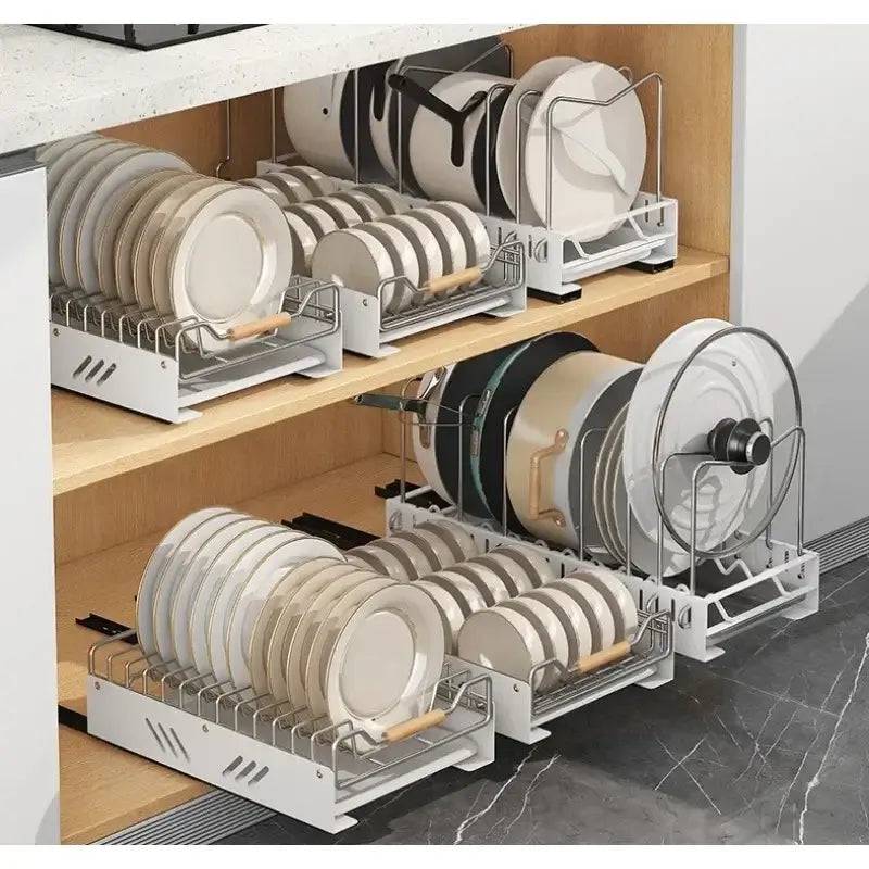Pull-Out Kitchen Storage Dish Rack | Kitchen | Luvasmr - Satisfyingly Organised