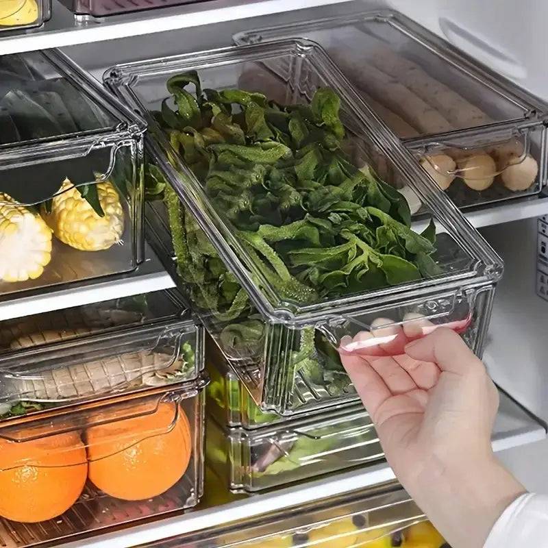 Fridge Organizer Stackable Refrigerator Organizer Bins with Lids Clear Fruit Storage Containers Freezer Pantry kitchen Organizer |  | Luvasmr - Satisfyingly Organised