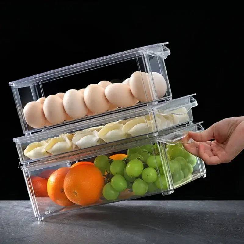 Fridge Organizer Stackable Refrigerator Organizer Bins with Lids Clear Fruit Storage Containers Freezer Pantry kitchen Organizer |  | Luvasmr - Satisfyingly Organised