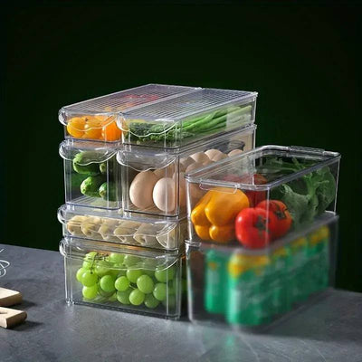 Fridge Organizer Stackable Refrigerator Organizer Bins with Lids Clear Fruit Storage Containers Freezer Pantry kitchen Organizer |  | Luvasmr - Satisfyingly Organised