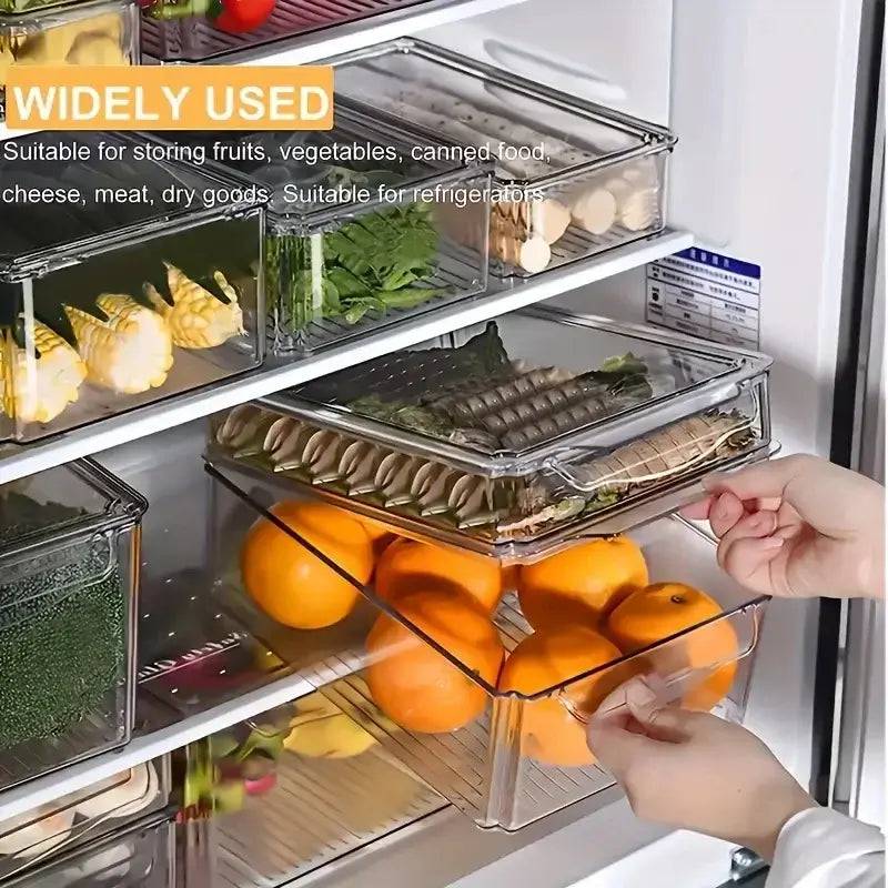 Fridge Organizer Stackable Refrigerator Organizer Bins with Lids Clear Fruit Storage Containers Freezer Pantry kitchen Organizer |  | Luvasmr - Satisfyingly Organised