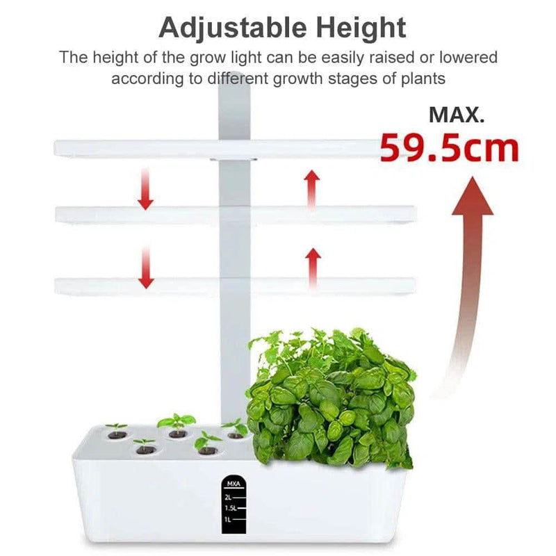 Adjustable Hydroponic Garden System with LED Grow Lights - Luvasmr
