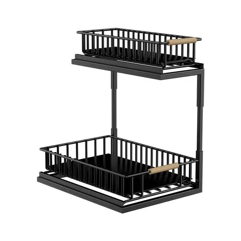 2-Tier Kitchen Storage Rackspice rack Cabinet Storage Rack Multi-Use Slide-Out Layered Storage Shelf Spices seasoning Organizer | Kitchen | Luvasmr - Satisfyingly Organised