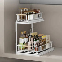 2-Tier Kitchen Storage Rackspice rack Cabinet Storage Rack Multi-Use Slide-Out Layered Storage Shelf Spices seasoning Organizer | Kitchen | Luvasmr - Satisfyingly Organised