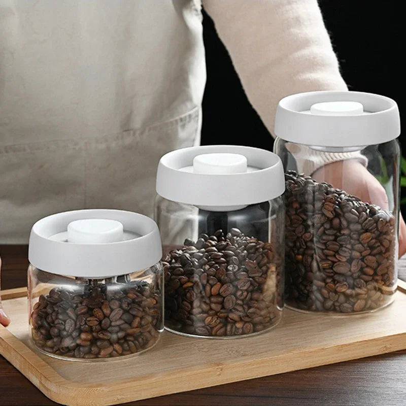 Press-Type Coffee Beans Vacuum Sealed Container | Kitchen | Luvasmr - Satisfyingly Organised