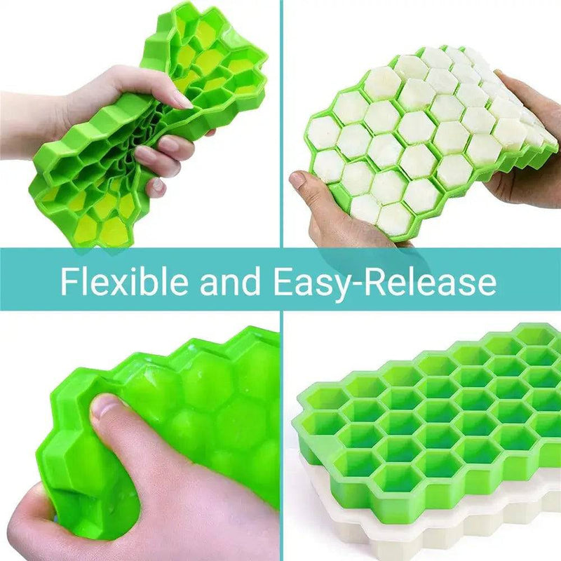 Ice Cube Mold Honeycomb Silicone Ice Cube Maker Ice Tray Mould Reusable Food Grade Ice Maker with Lids for Summer Juice Wine | Kitchen | Luvasmr - Satisfyingly Organised