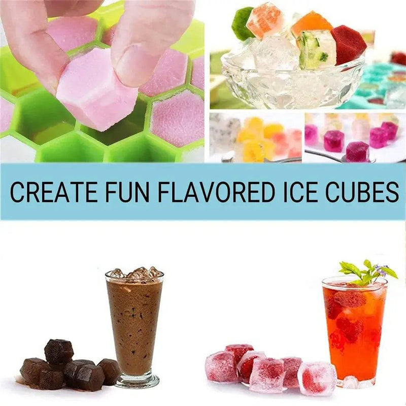 Ice Cube Mold Honeycomb Silicone Ice Cube Maker Ice Tray Mould Reusable Food Grade Ice Maker with Lids for Summer Juice Wine | Kitchen | Luvasmr - Satisfyingly Organised