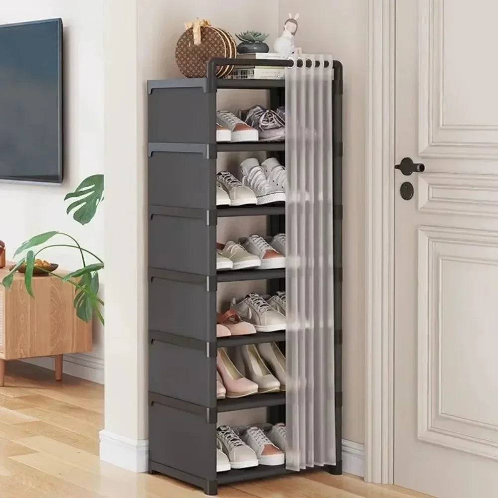Multi-Layer Shoe Rack with Door Curtains | Living Room | Luvasmr - Satisfyingly Organised
