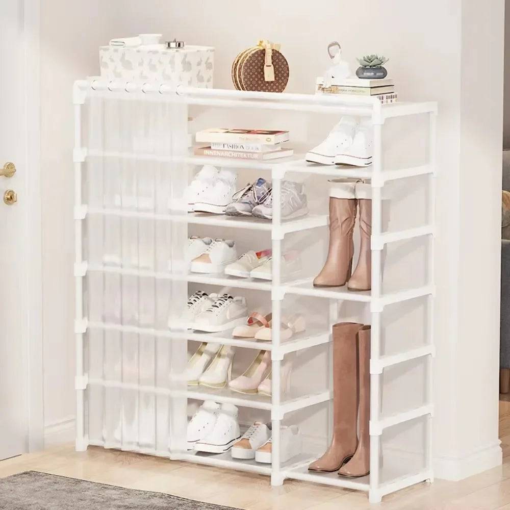 Multi-Layer Shoe Rack with Door Curtains | Living Room | Luvasmr - Satisfyingly Organised
