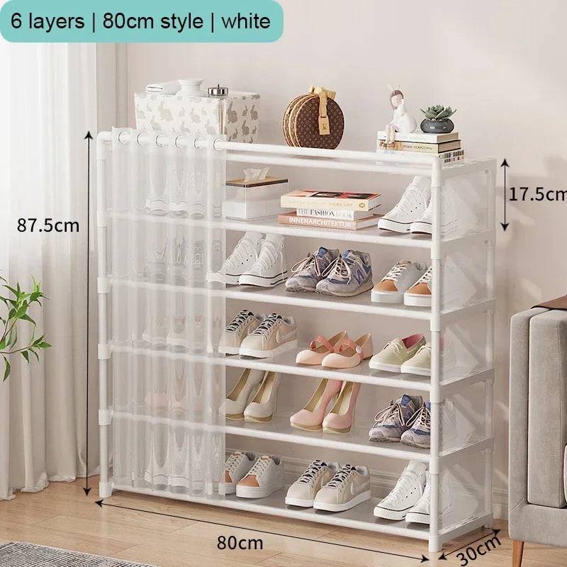 Multi-Layer Shoe Rack with Door Curtains | Living Room | Luvasmr - Satisfyingly Organised