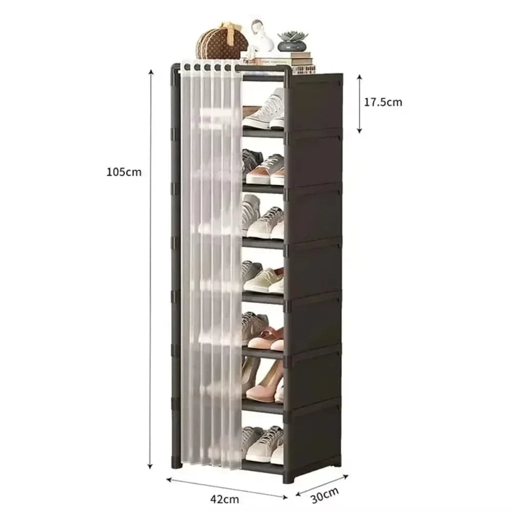 Multi-Layer Shoe Rack with Door Curtains | Living Room | Luvasmr - Satisfyingly Organised