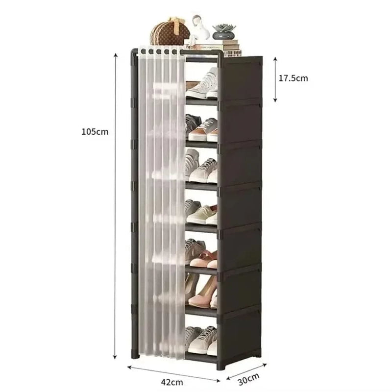 Multi-Layer Shoe Rack with Door Curtains | Living Room | Luvasmr - Satisfyingly Organised