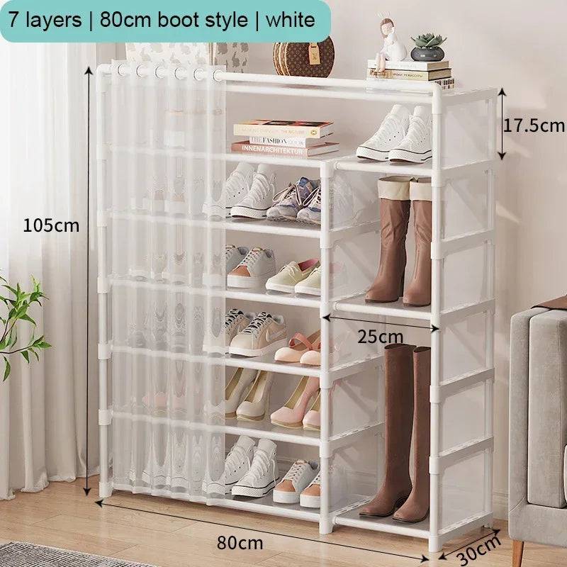 Multi-Layer Shoe Rack with Door Curtains | Living Room | Luvasmr - Satisfyingly Organised