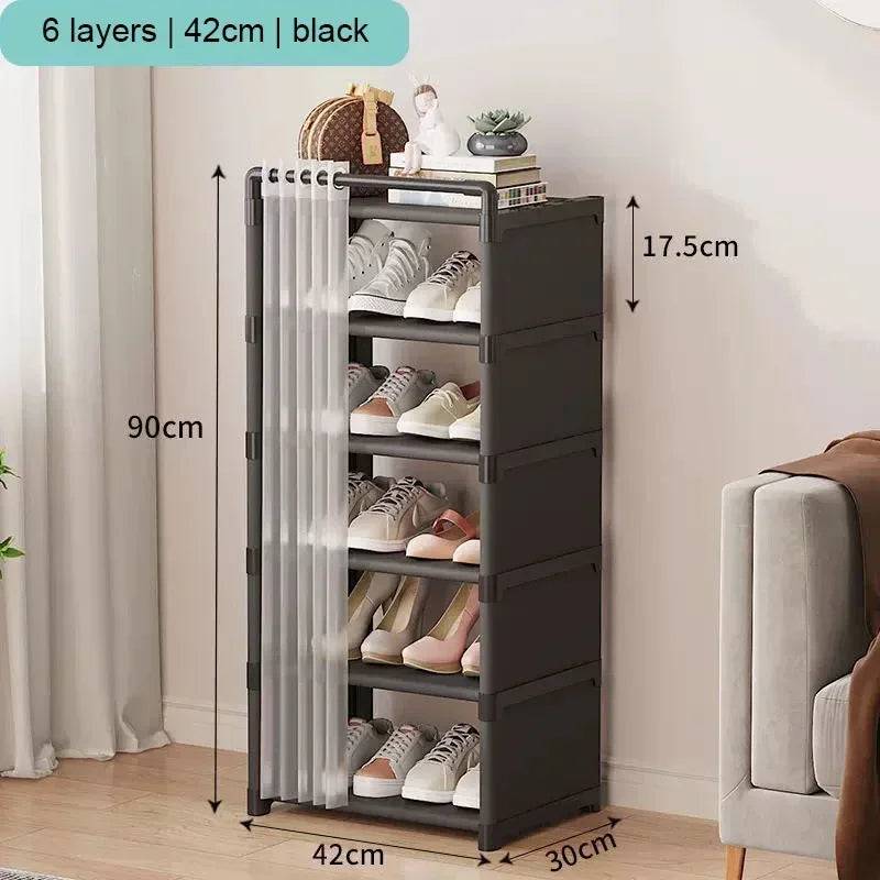 Multi-Layer Shoe Rack with Door Curtains | Living Room | Luvasmr - Satisfyingly Organised