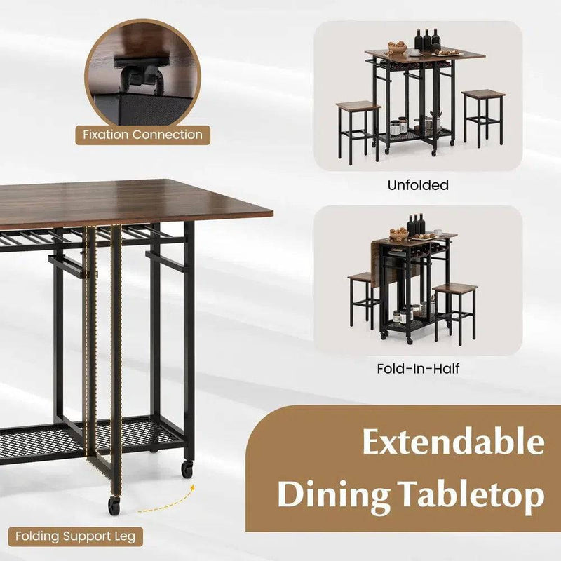 GOFLAME 3 Piece Dining Table Set Extendable Kitchen Table Folding Breakfast Table |  | Luvasmr - Satisfyingly Organised