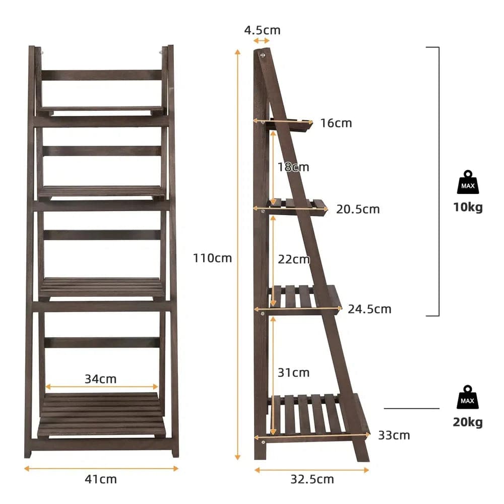 4-Tier Foldable Wooden Ladder Shelf | Living Room | Luvasmr - Satisfyingly Organised