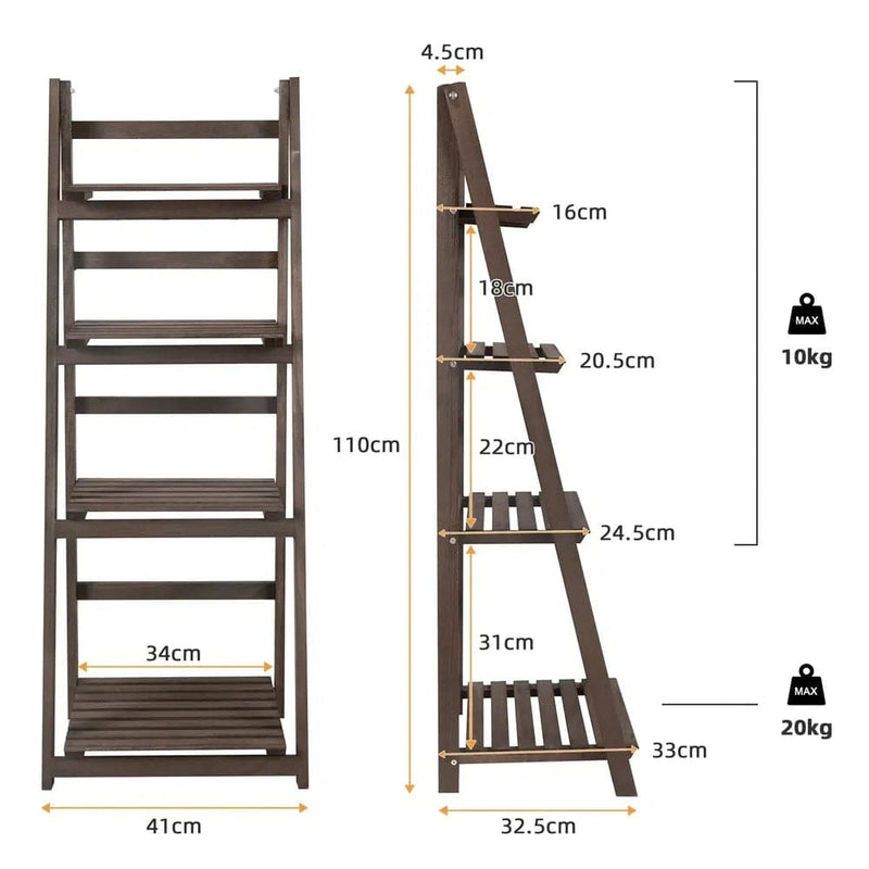 4-Tier Foldable Wooden Ladder Shelf | Living Room | Luvasmr - Satisfyingly Organised