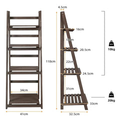 4-Tier Foldable Wooden Ladder Shelf | Living Room | Luvasmr - Satisfyingly Organised