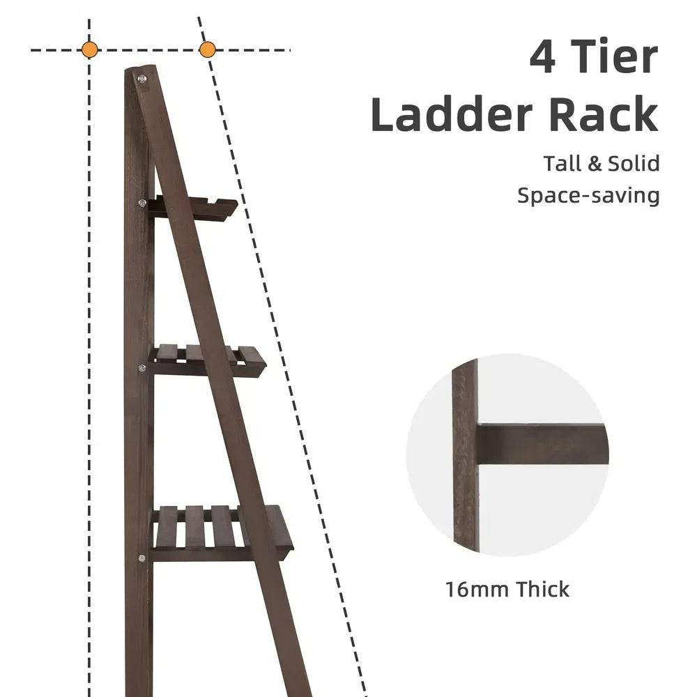 4-Tier Foldable Wooden Ladder Shelf | Living Room | Luvasmr - Satisfyingly Organised