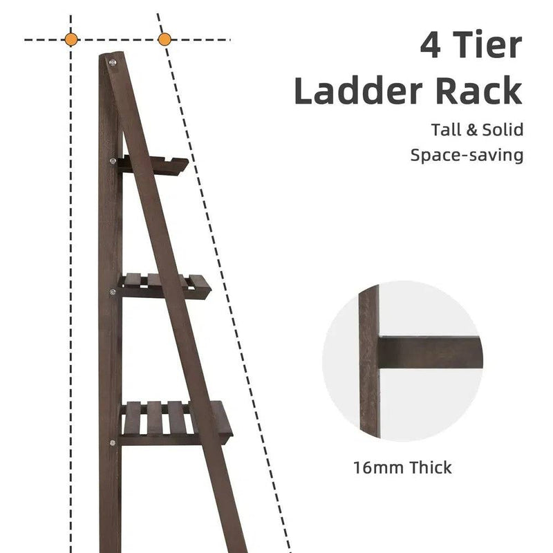 4-Tier Foldable Wooden Ladder Shelf | Living Room | Luvasmr - Satisfyingly Organised