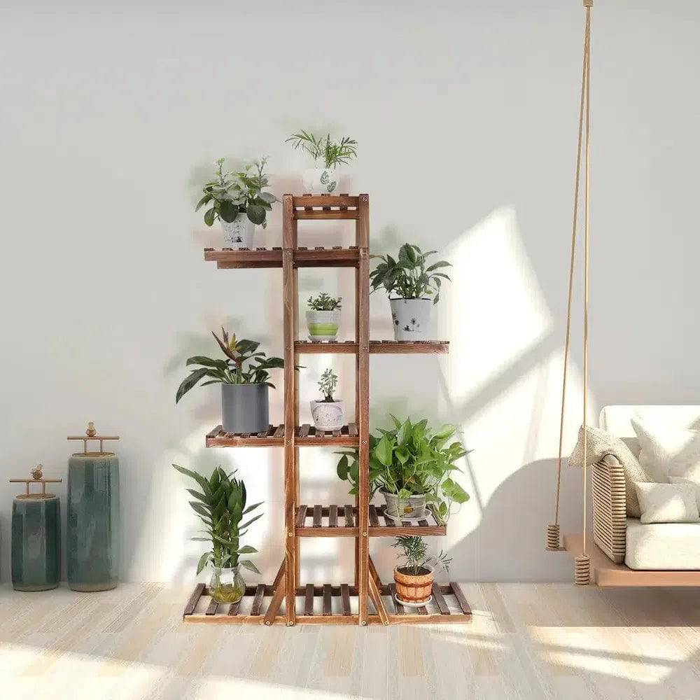 6-Tier Solid Pine Wood Plant Stand | Living Room | Luvasmr - Satisfyingly Organised