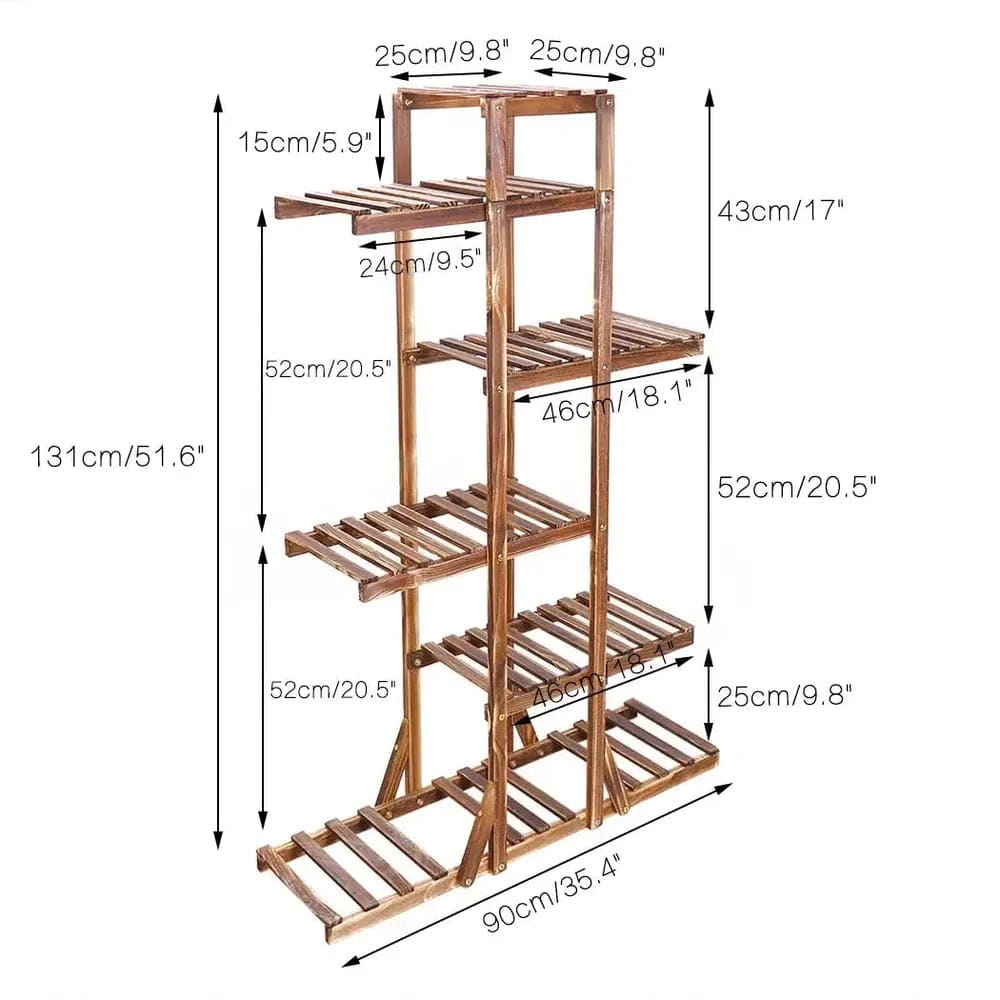 6-Tier Solid Pine Wood Plant Stand | Living Room | Luvasmr - Satisfyingly Organised