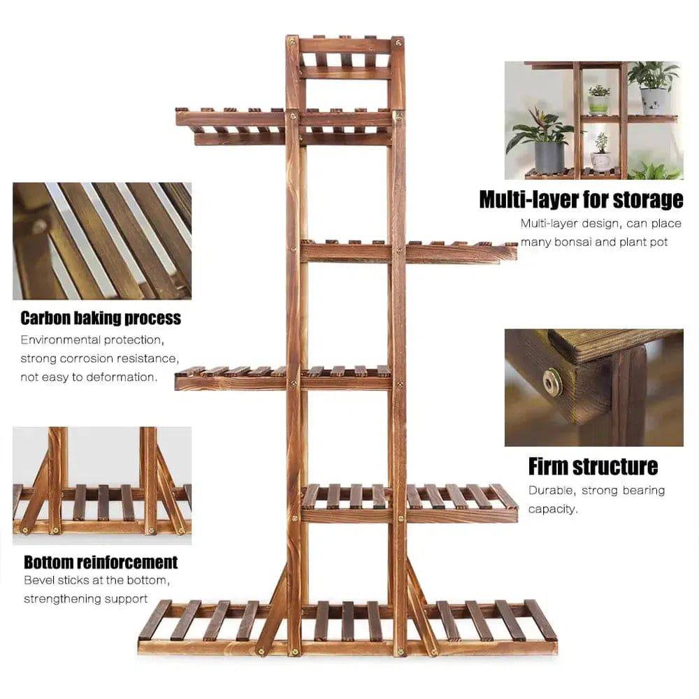 6-Tier Solid Pine Wood Plant Stand | Living Room | Luvasmr - Satisfyingly Organised