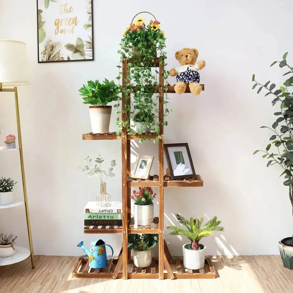 6-Tier Solid Pine Wood Plant Stand | Living Room | Luvasmr - Satisfyingly Organised