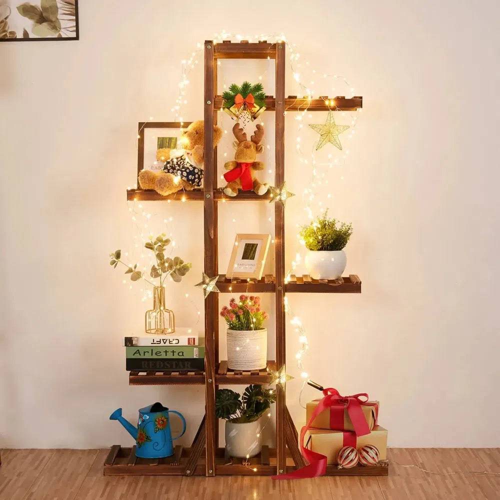 6-Tier Solid Pine Wood Plant Stand | Living Room | Luvasmr - Satisfyingly Organised