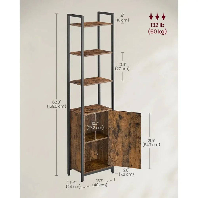 VASAGLE 6-Tier Bookcase, Tall Bookshelf with Door, Metal Frame, Adjustable Shelves, 24 x 40 x 159.5 cm |  | Luvasmr - Satisfyingly Organised