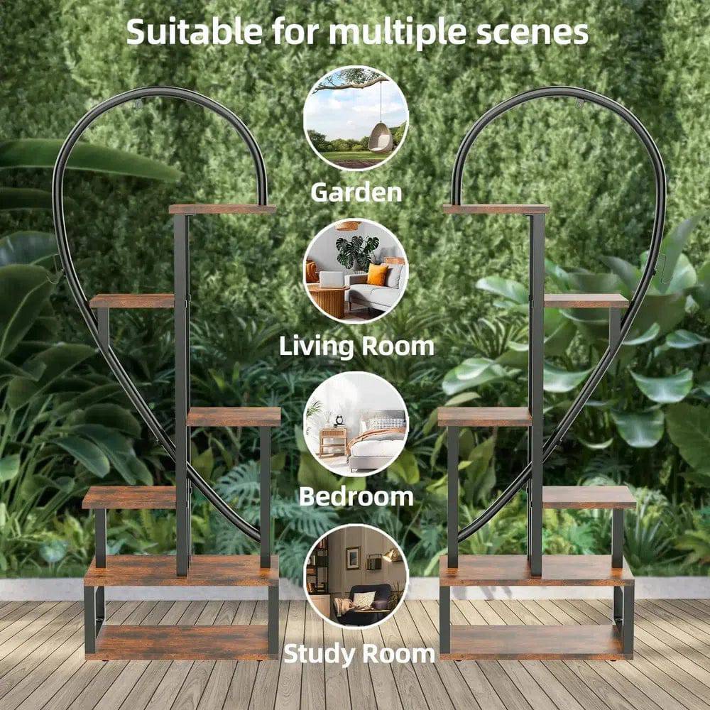 6-Tier Wood and Metal Plant Flower Rack | Living Room | Luvasmr - Satisfyingly Organised
