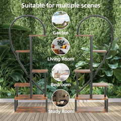 6-Tier Wood and Metal Plant Flower Rack | Living Room | Luvasmr - Satisfyingly Organised