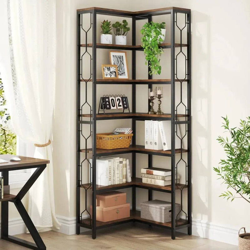 7-Tier Corner Bookcase | Living Room | Luvasmr - Satisfyingly Organised