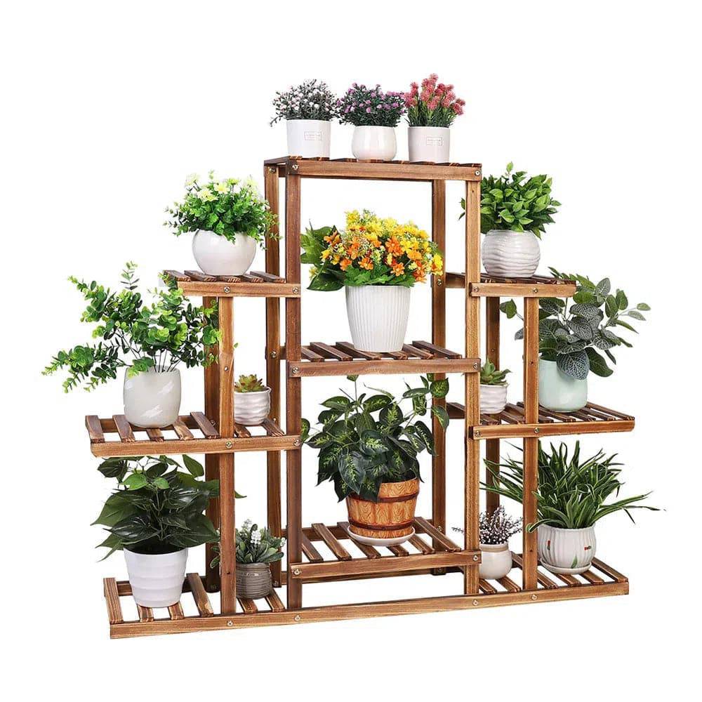 9-Tier Solid Pine Wood Plant Stand | Living Room | Luvasmr - Satisfyingly Organised