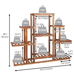 9-Tier Solid Pine Wood Plant Stand | Living Room | Luvasmr - Satisfyingly Organised